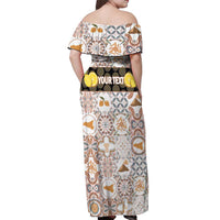Personalized Sicilia National Symbols With Mosaic Motifs Off Shoulder Maxi Dress