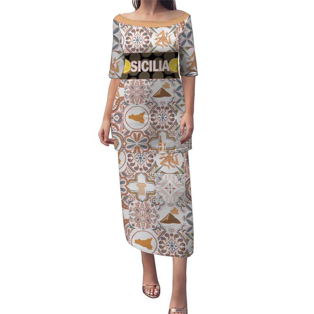 Personalized Sicilia National Symbols With Mosaic Motifs Puletasi