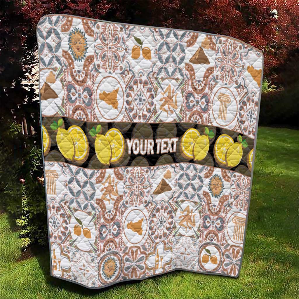 Personalized Sicilia National Symbols With Mosaic Motifs Quilt