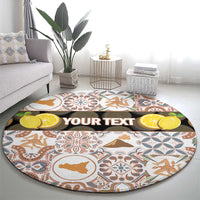 Personalized Sicilia National Symbols With Mosaic Motifs Round Carpet