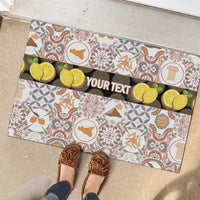 Personalized Sicilia National Symbols With Mosaic Motifs Rubber Doormat