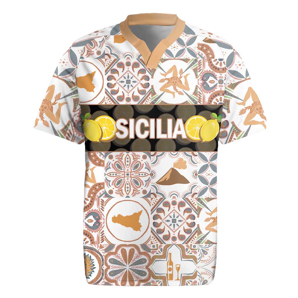 Personalized Sicilia National Symbols With Mosaic Motifs Rugby Jersey