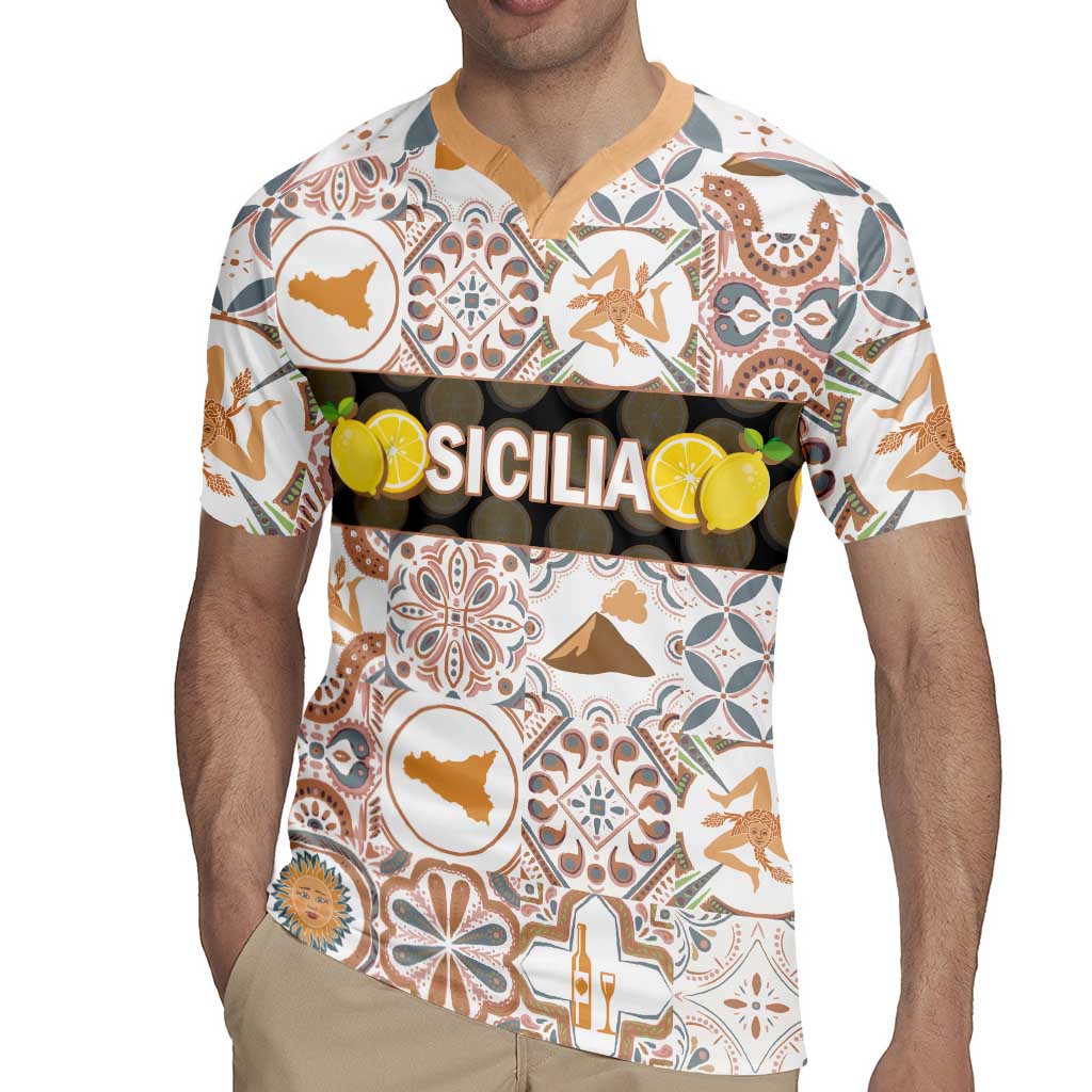 Personalized Sicilia National Symbols With Mosaic Motifs Rugby Jersey