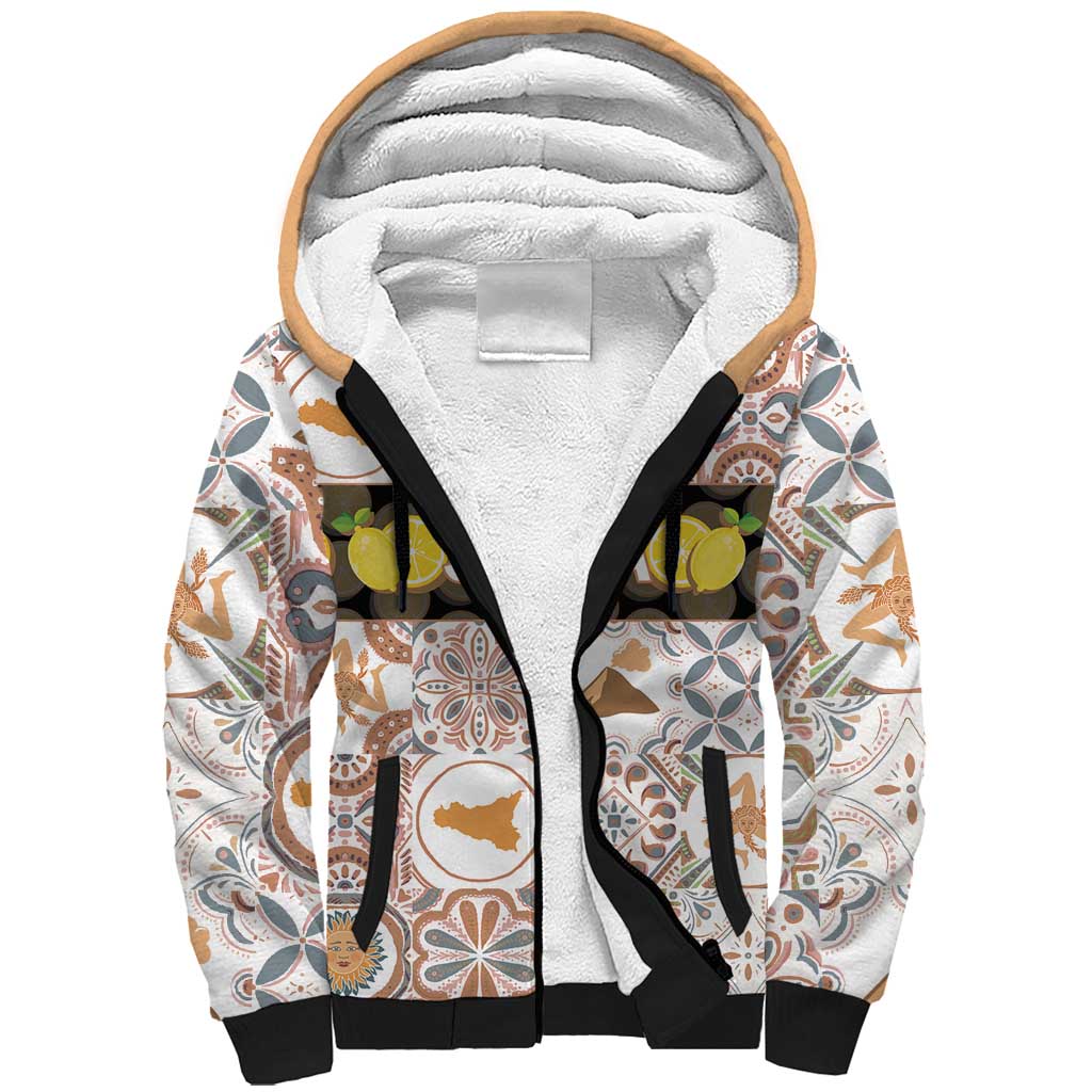Personalized Sicilia National Symbols With Mosaic Motifs Sherpa Hoodie