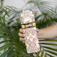 Personalized Sicilia National Symbols With Mosaic Motifs Skinny Tumbler