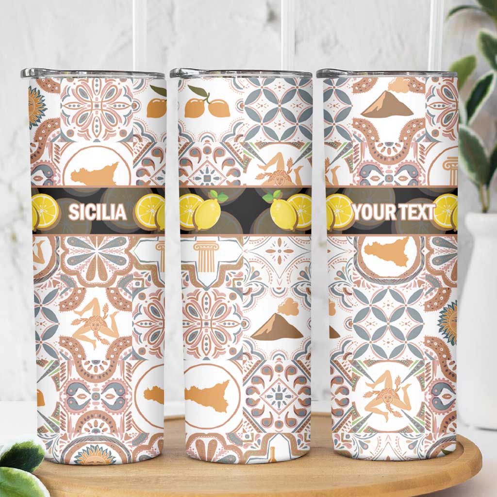 Personalized Sicilia National Symbols With Mosaic Motifs Skinny Tumbler