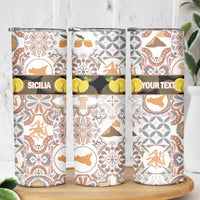 Personalized Sicilia National Symbols With Mosaic Motifs Skinny Tumbler