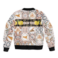 Personalized Sicilia National Symbols With Mosaic Motifs Sleeve Zip Bomber Jacket