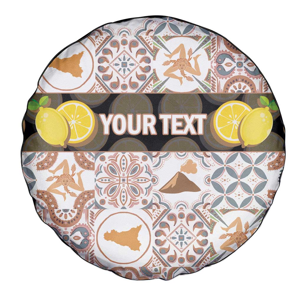 Personalized Sicilia National Symbols With Mosaic Motifs Spare Tire Cover