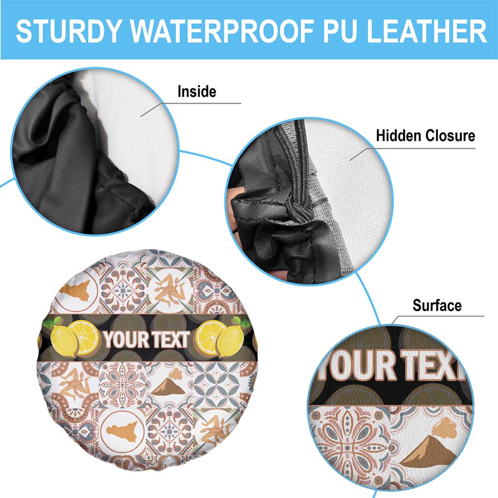 Personalized Sicilia National Symbols With Mosaic Motifs Spare Tire Cover