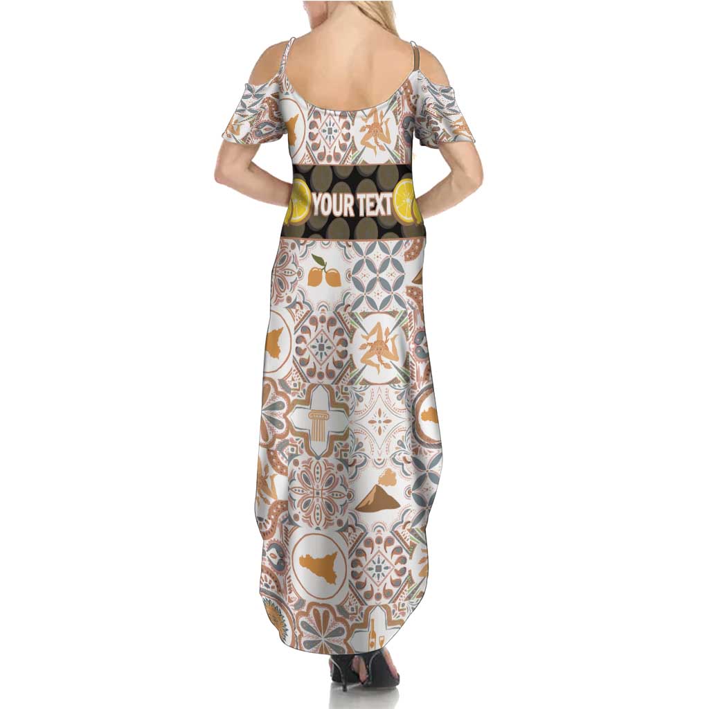 Personalized Sicilia National Symbols With Mosaic Motifs Summer Maxi Dress
