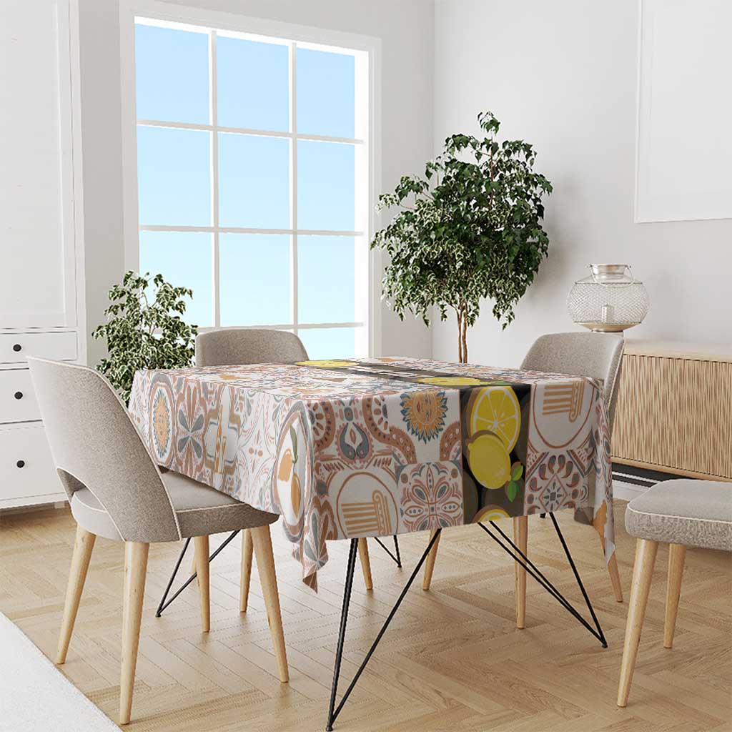 Personalized Sicilia National Symbols With Mosaic Motifs Tablecloth