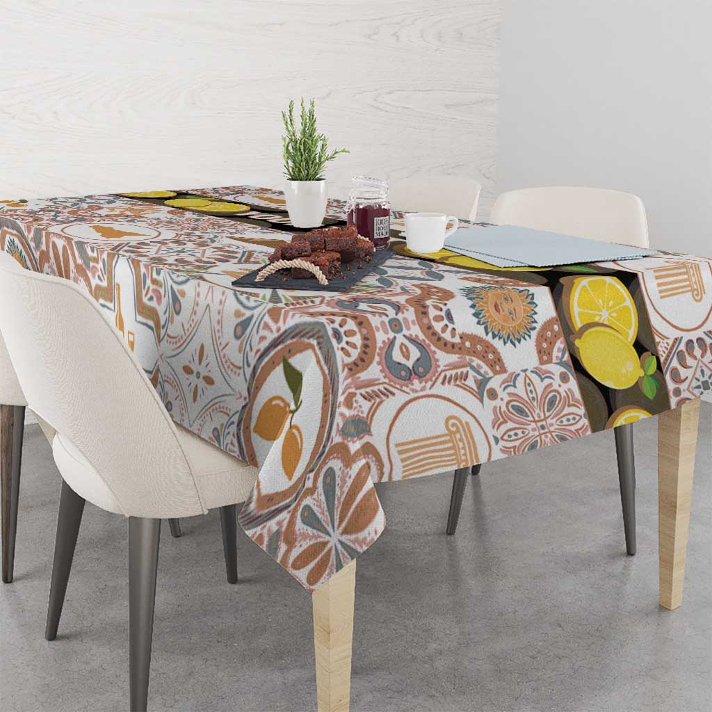 Personalized Sicilia National Symbols With Mosaic Motifs Tablecloth