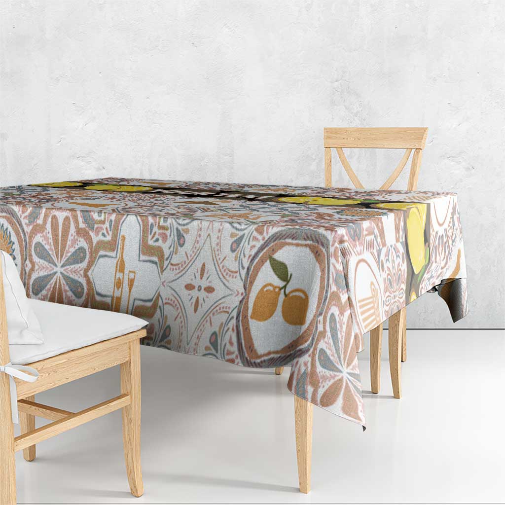 Personalized Sicilia National Symbols With Mosaic Motifs Tablecloth