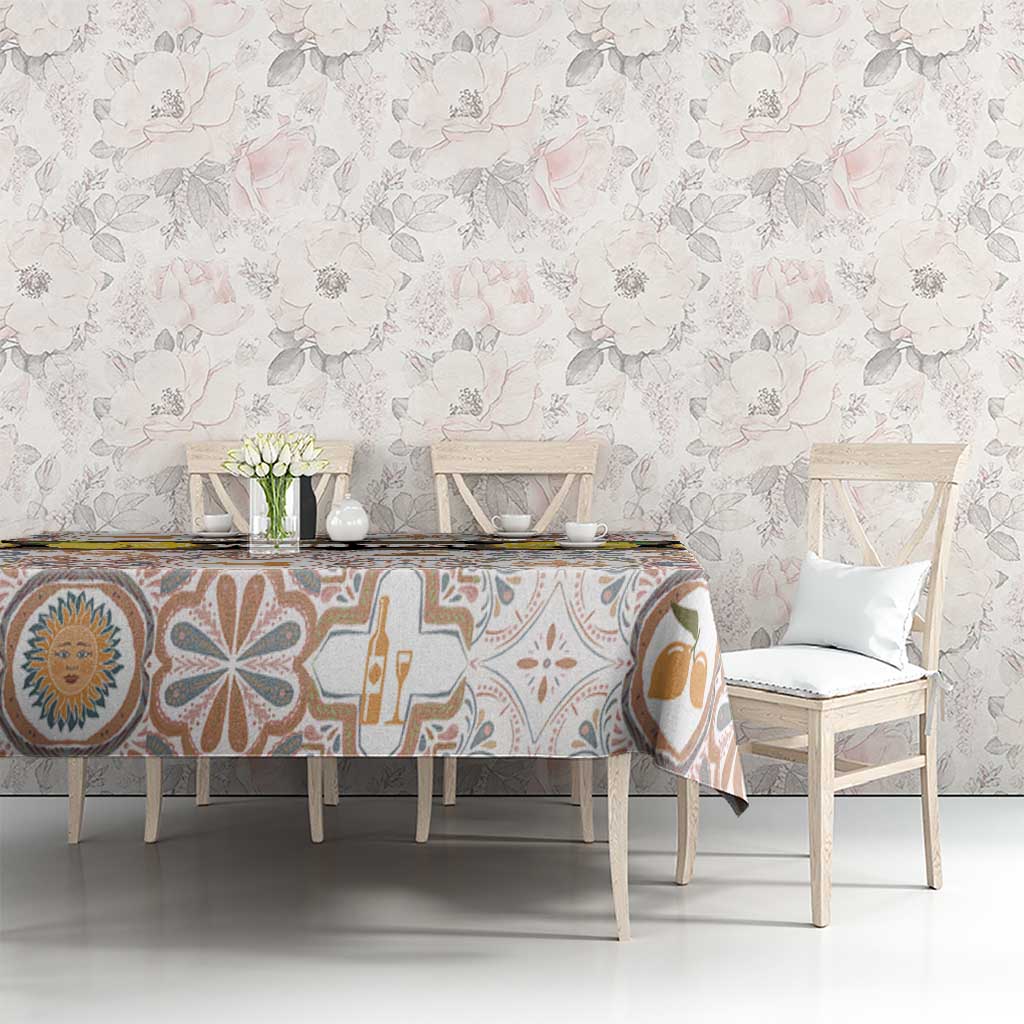 Personalized Sicilia National Symbols With Mosaic Motifs Tablecloth
