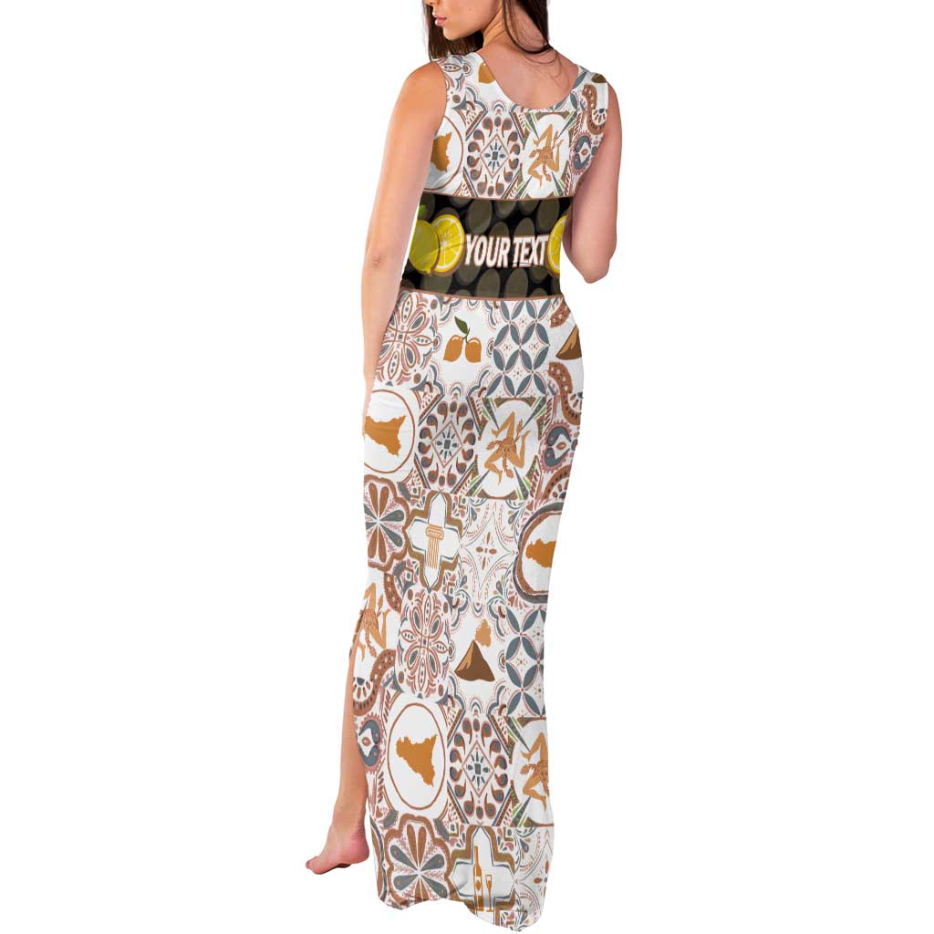 Personalized Sicilia National Symbols With Mosaic Motifs Tank Maxi Dress