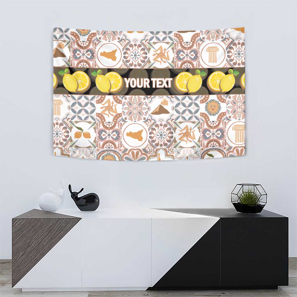 Personalized Sicilia National Symbols With Mosaic Motifs Tapestry