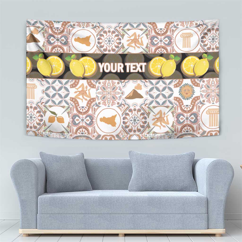 Personalized Sicilia National Symbols With Mosaic Motifs Tapestry