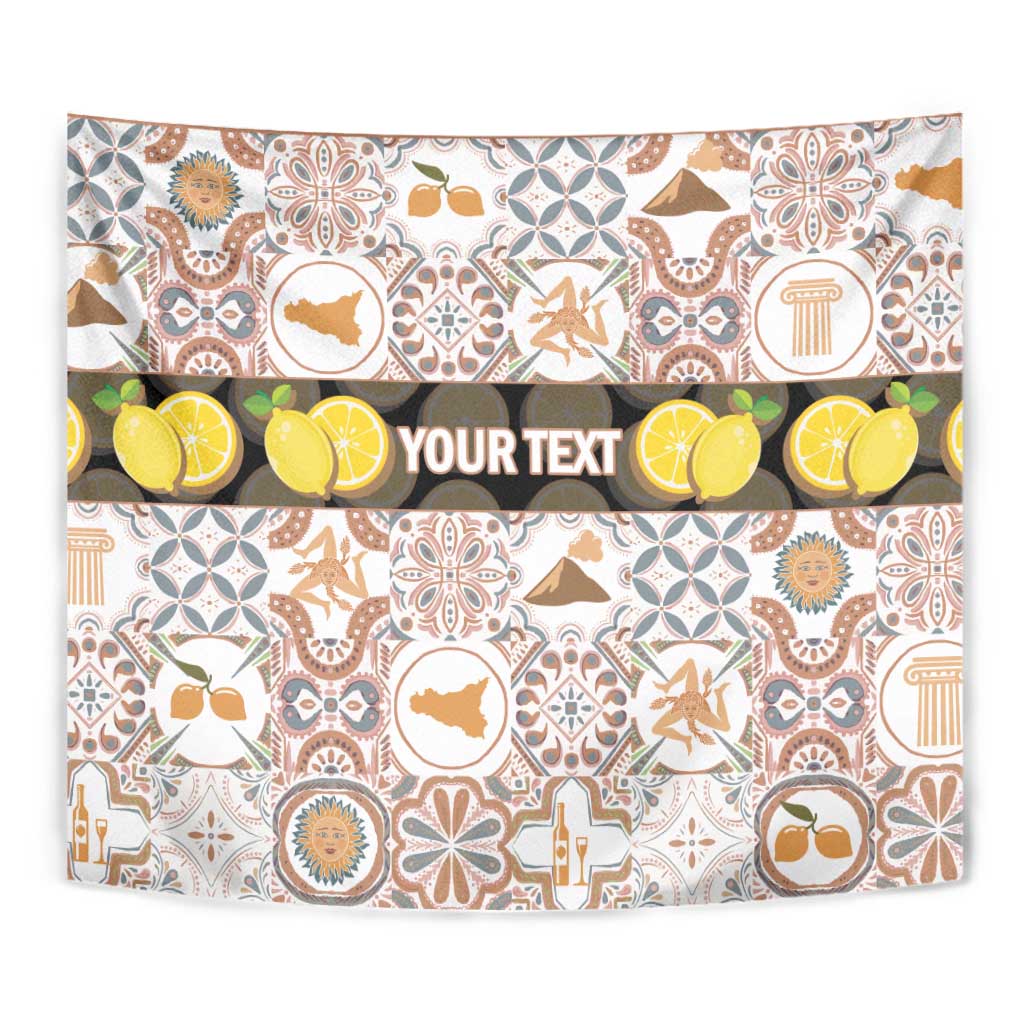 Personalized Sicilia National Symbols With Mosaic Motifs Tapestry