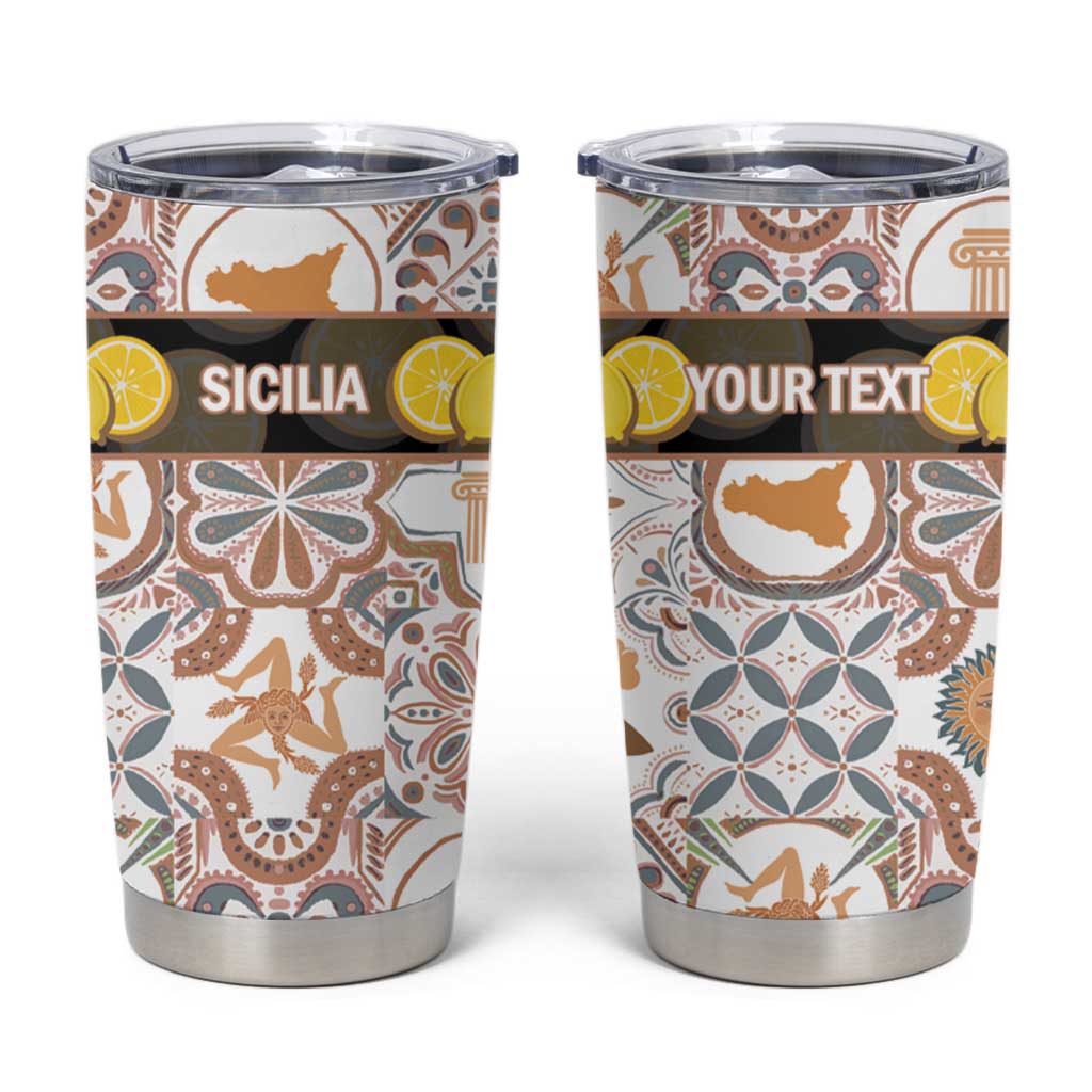 Personalized Sicilia National Symbols With Mosaic Motifs Tumbler Cup