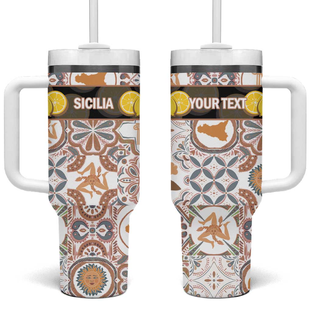 Personalized Sicilia National Symbols With Mosaic Motifs Tumbler With Handle