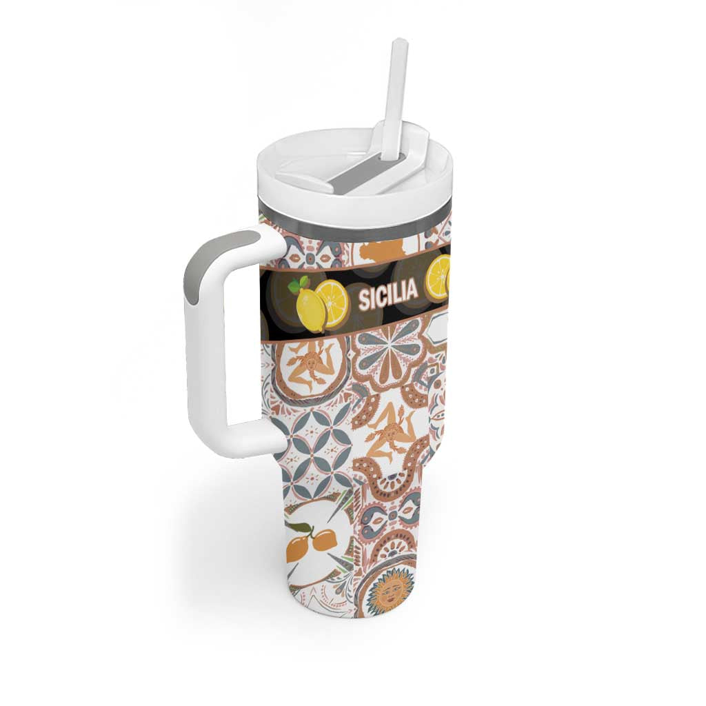 Personalized Sicilia National Symbols With Mosaic Motifs Tumbler With Handle