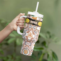 Personalized Sicilia National Symbols With Mosaic Motifs Tumbler With Handle