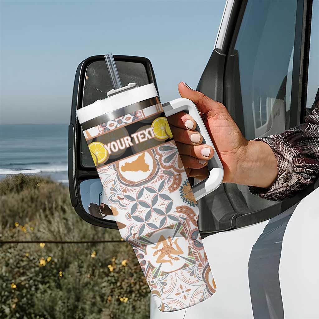 Personalized Sicilia National Symbols With Mosaic Motifs Tumbler With Handle