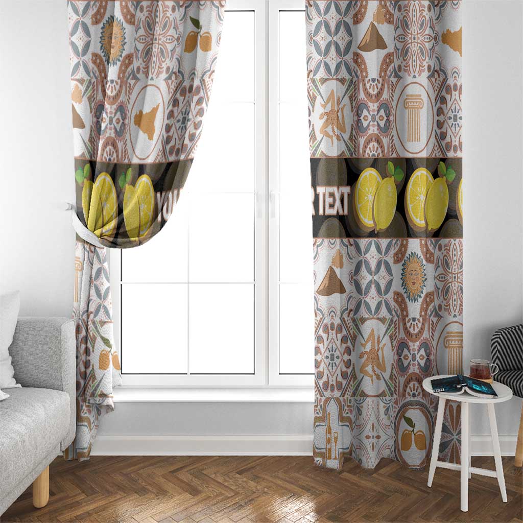 Personalized Sicilia National Symbols With Mosaic Motifs Window Curtain