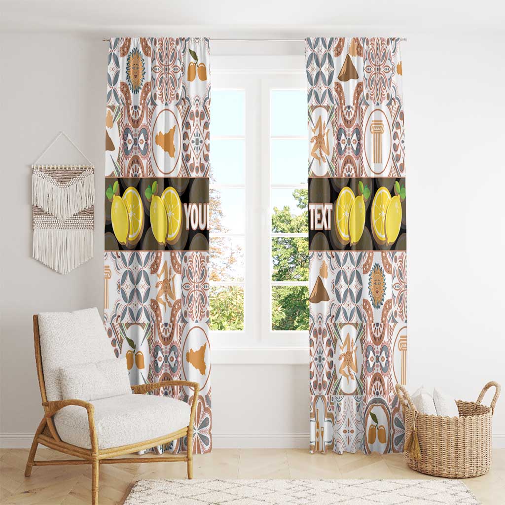 Personalized Sicilia National Symbols With Mosaic Motifs Window Curtain