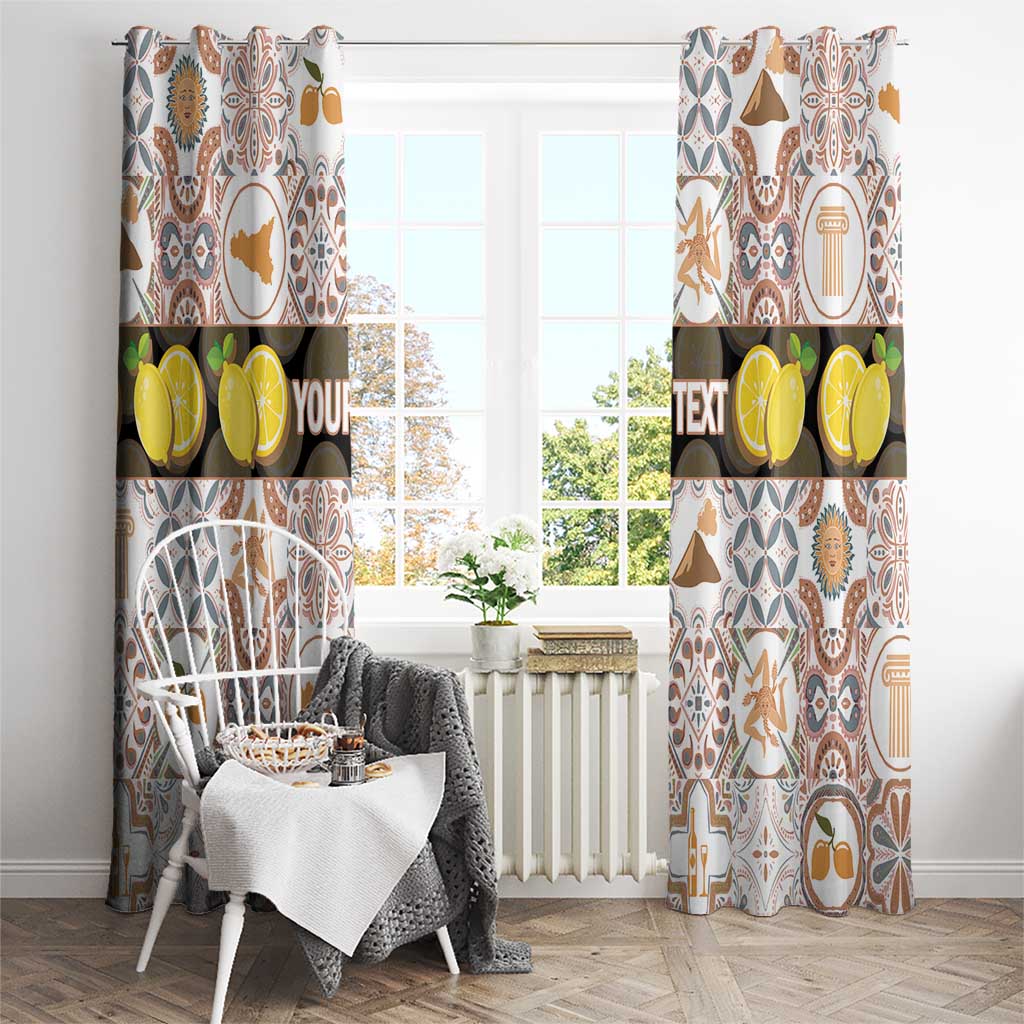 Personalized Sicilia National Symbols With Mosaic Motifs Window Curtain