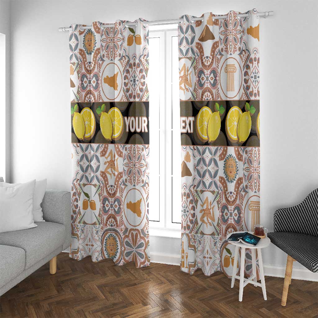 Personalized Sicilia National Symbols With Mosaic Motifs Window Curtain