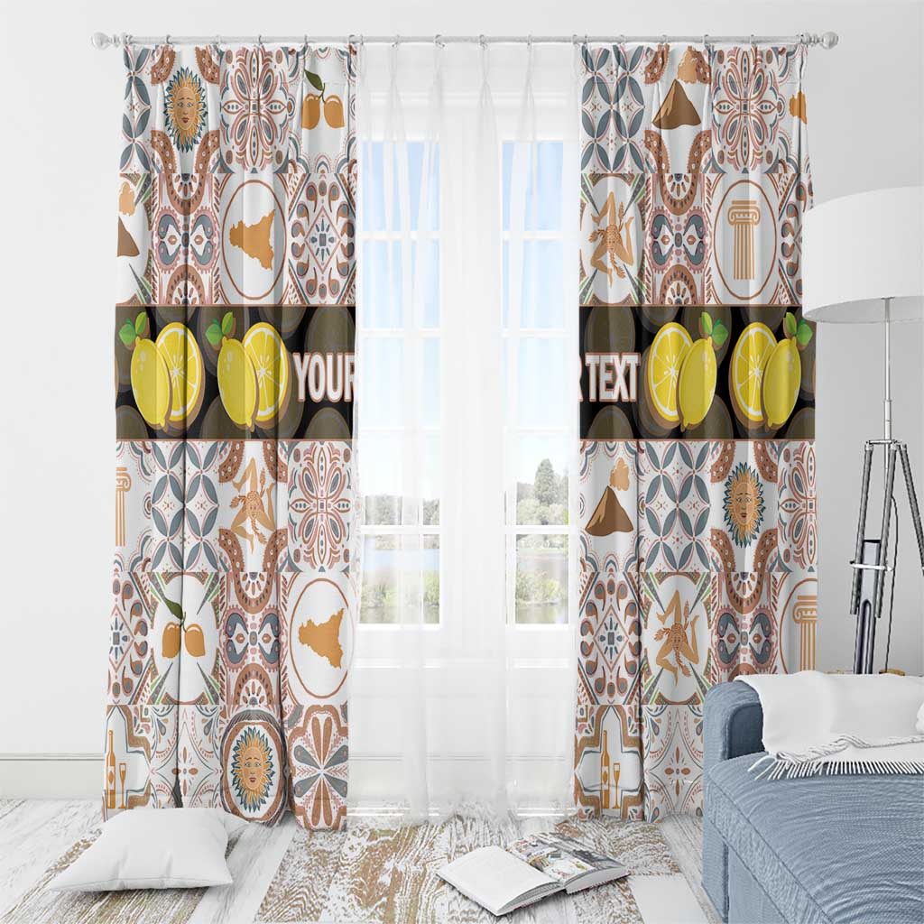 Personalized Sicilia National Symbols With Mosaic Motifs Window Curtain