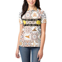 Personalized Sicilia National Symbols With Mosaic Motifs Women Polo Shirt