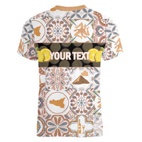 Personalized Sicilia National Symbols With Mosaic Motifs Women V-Neck T-Shirt