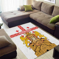 Personalised Georgia Independence Day Area Rug Sameba Cathedral Borjgali Folk Pattern
