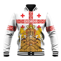Personalised Georgia Independence Day Baseball Jacket Sameba Cathedral Borjgali Folk Pattern