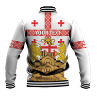 Personalised Georgia Independence Day Baseball Jacket Sameba Cathedral Borjgali Folk Pattern