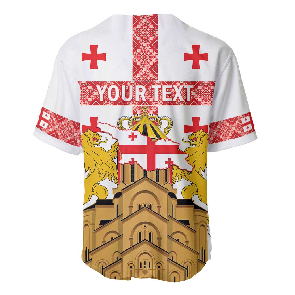 Personalised Georgia Independence Day Baseball Jersey Sameba Cathedral Borjgali Folk Pattern