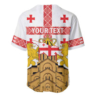Personalised Georgia Independence Day Baseball Jersey Sameba Cathedral Borjgali Folk Pattern