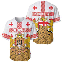 Personalised Georgia Independence Day Baseball Jersey Sameba Cathedral Borjgali Folk Pattern