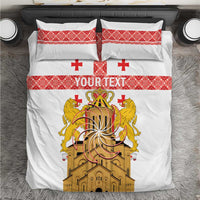 Personalised Georgia Independence Day Bedding Set Sameba Cathedral Borjgali Folk Pattern