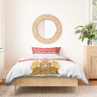 Personalised Georgia Independence Day Bedding Set Sameba Cathedral Borjgali Folk Pattern