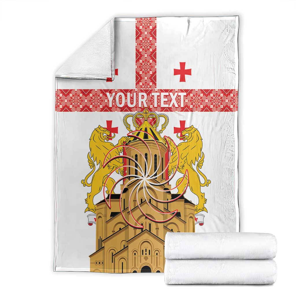 Personalised Georgia Independence Day Blanket Sameba Cathedral Borjgali Folk Pattern