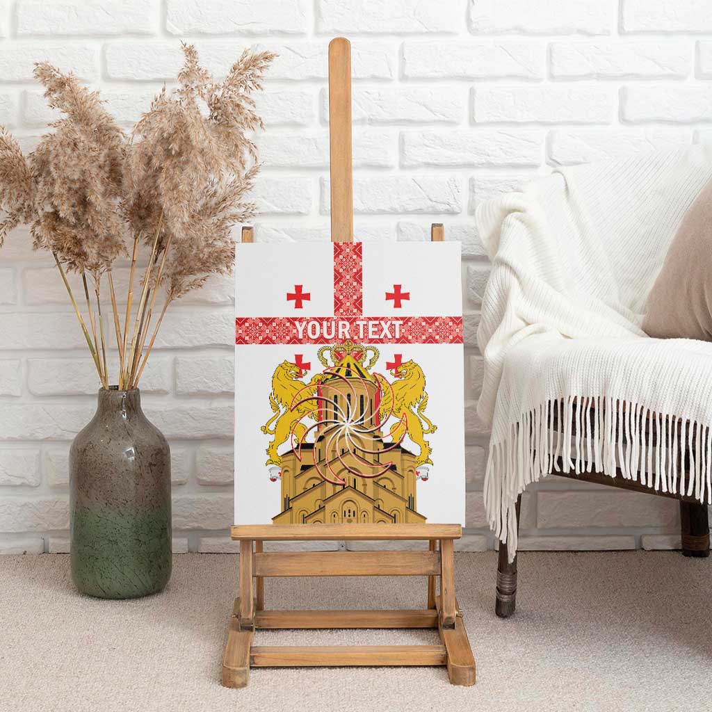 Personalised Georgia Independence Day Canvas Wall Art Sameba Cathedral Borjgali Folk Pattern