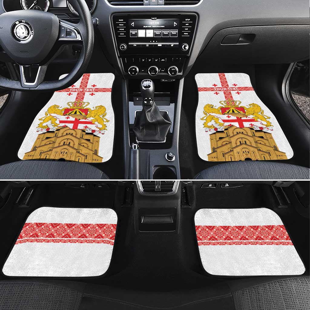 Personalised Georgia Independence Day Car Mats Sameba Cathedral Borjgali Folk Pattern
