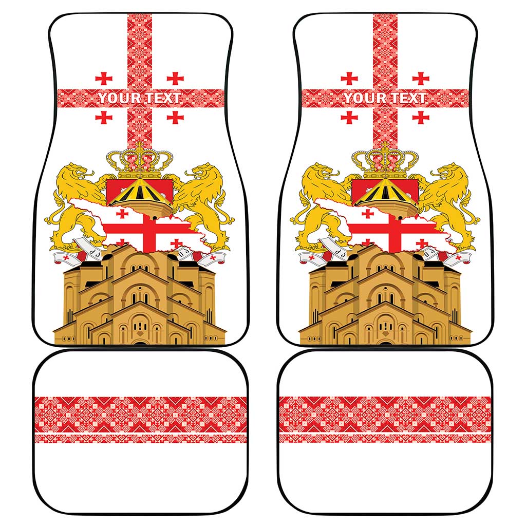 Personalised Georgia Independence Day Car Mats Sameba Cathedral Borjgali Folk Pattern