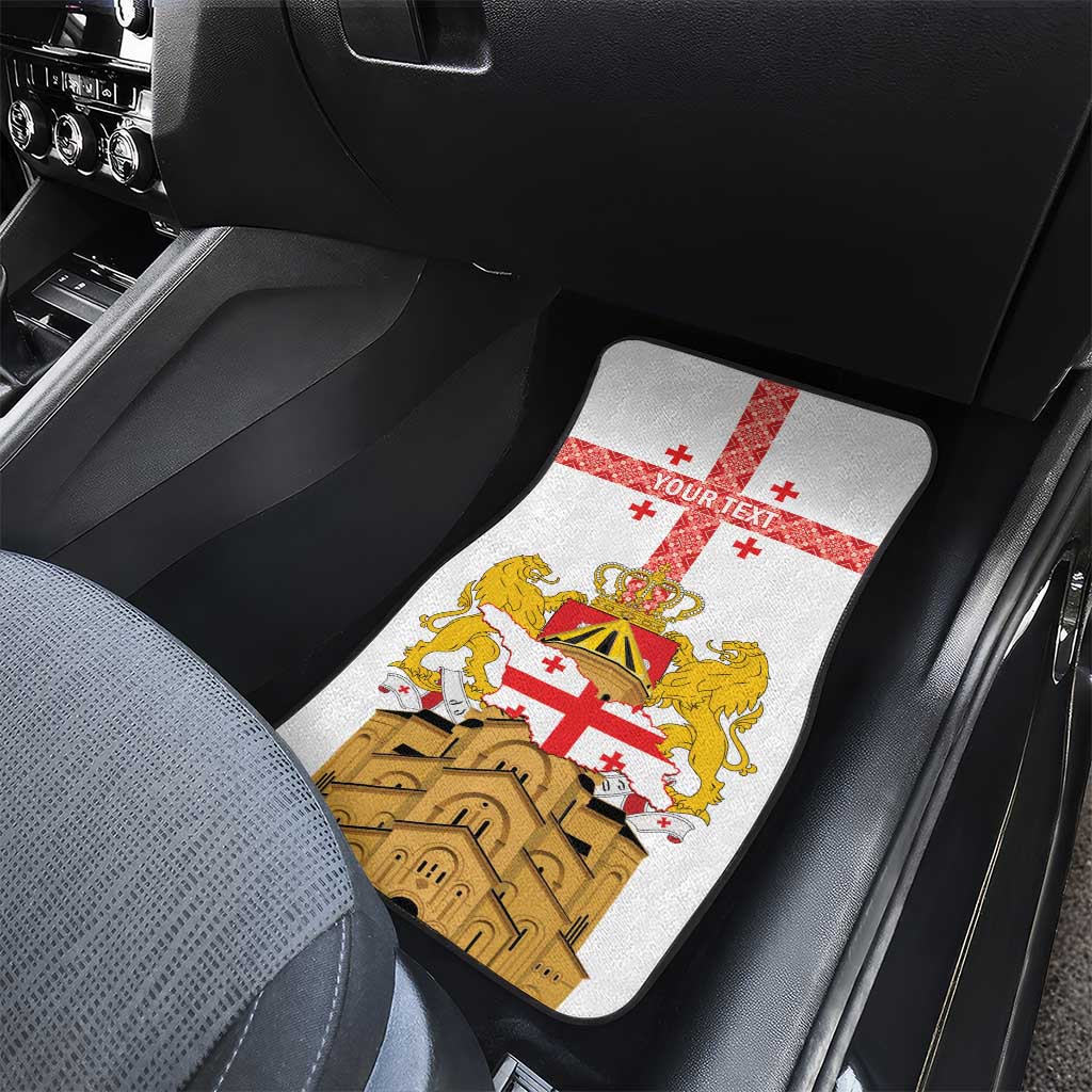 Personalised Georgia Independence Day Car Mats Sameba Cathedral Borjgali Folk Pattern