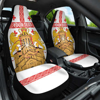 Personalised Georgia Independence Day Car Seat Cover Sameba Cathedral Borjgali Folk Pattern