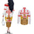 Personalised Georgia Independence Day Couples Matching Off The Shoulder Long Sleeve Dress and Long Sleeve Button Shirt Sameba Cathedral Borjgali Folk Pattern